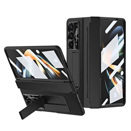 Luxury Leather 360° Armor Hinge Folding Case 3.0 - Galaxy Fold Series With Back Screen Glass