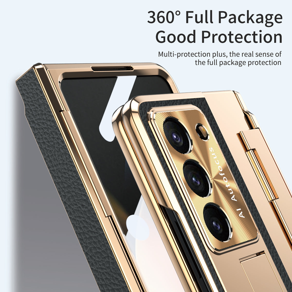 Luxury Leather 360° Armor Hinge Folding Case 3.0 - Galaxy Fold Series With Back Screen Glass