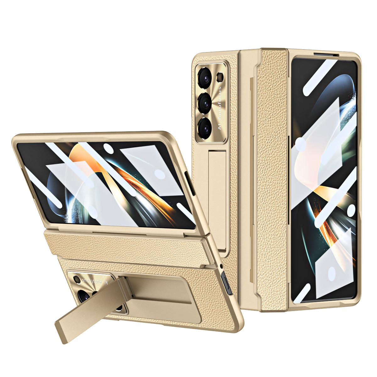 Luxury Leather 360° Armor Hinge Folding Case 3.0 - Galaxy Fold Series With Back Screen Glass