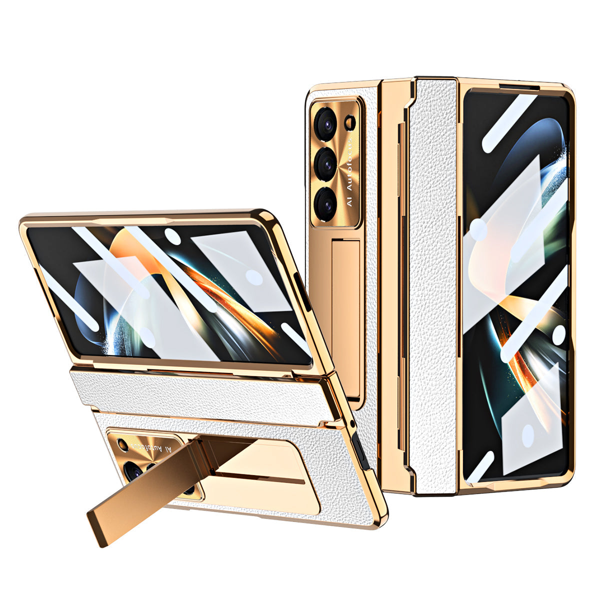 Luxury Leather 360° Armor Hinge Folding Case 3.0 - Galaxy Fold Series With Back Screen Glass