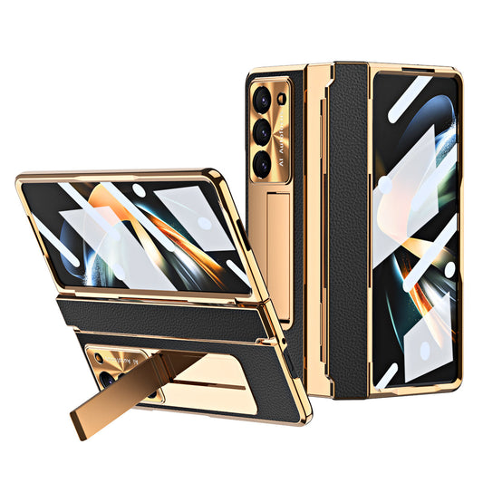 Luxury Leather 360° Armor Hinge Folding Case 3.0 - Galaxy Fold Series With Back Screen Glass