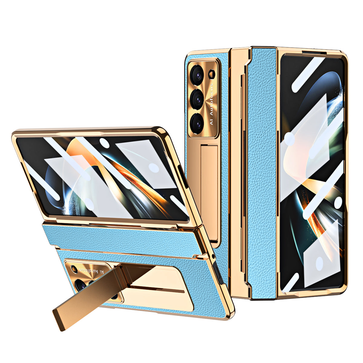 Luxury Leather 360° Armor Hinge Folding Case 3.0 - Galaxy Fold Series With Back Screen Glass