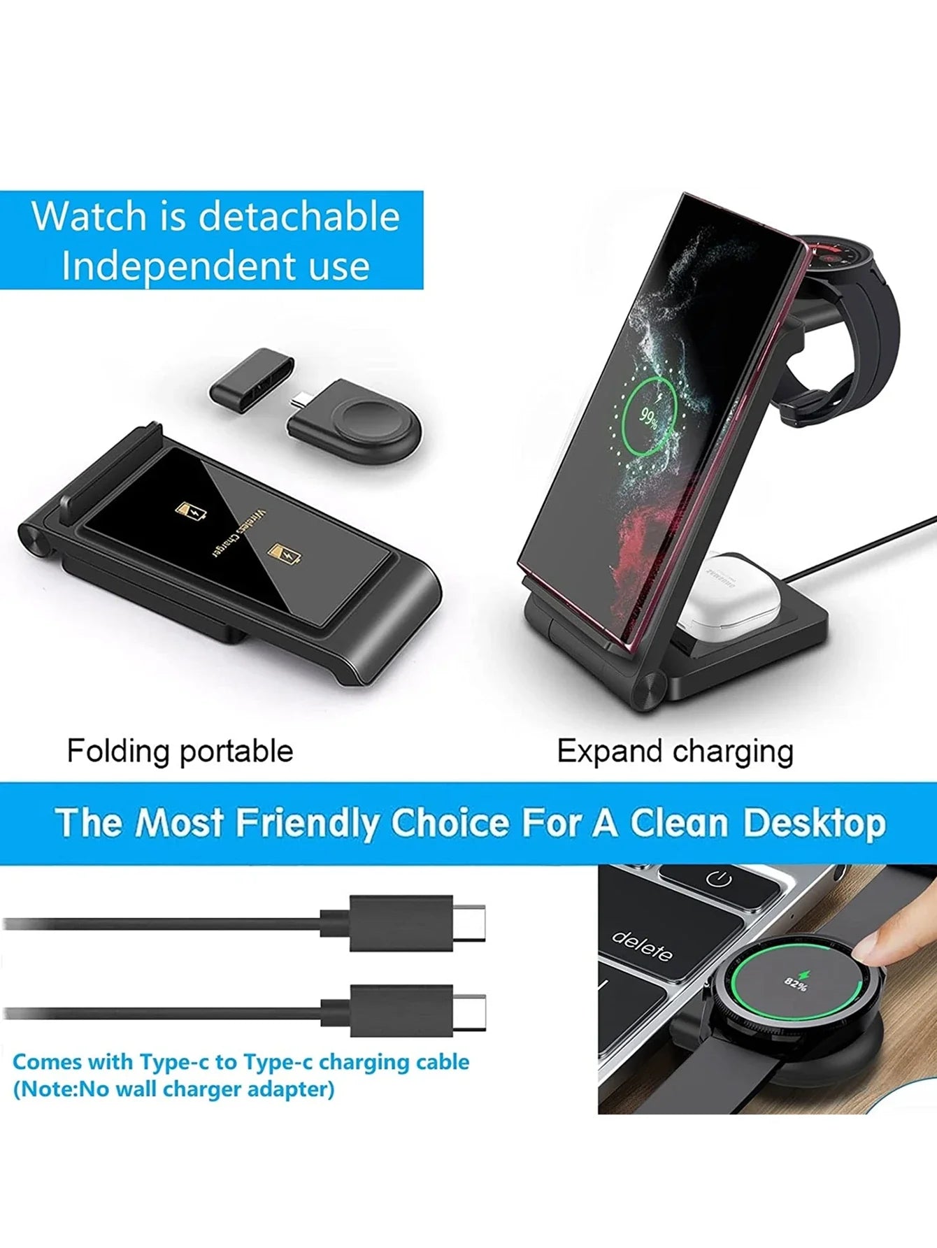 3 in 1 Wireless Charger for Samsung Galaxy Series and Watch