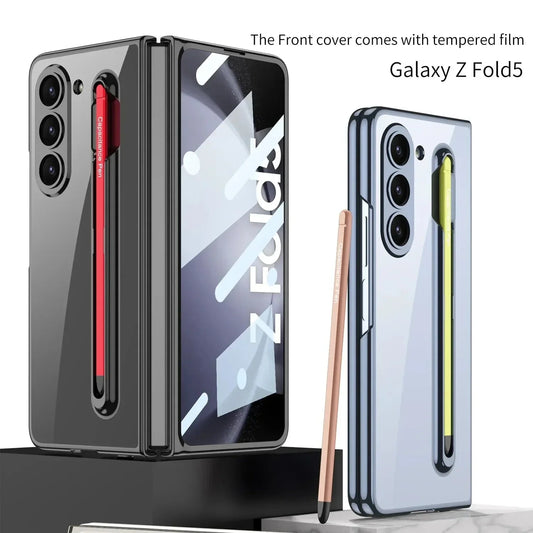 Transparent Smooth Case With Pen and Screen protection For Samsung Galaxy Z Fold 5