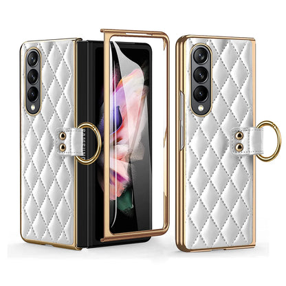 Luxury Leather Case With Ring Screen Protector For Samsung Galaxy Z Fold